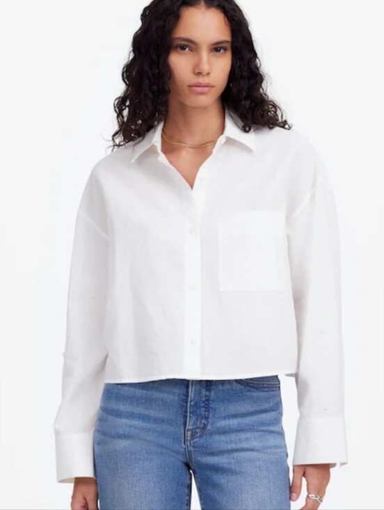 Madewell Tops - Madewell Straight-Hem Shirt in Linen NU445 Size M White